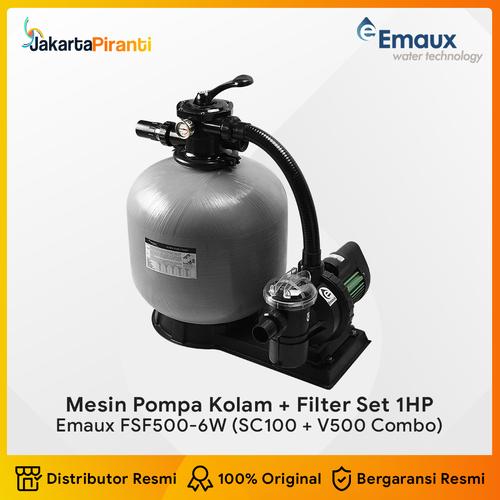 [EZM.5100708] Pompa Kolam Renang dan Sand Filter Emaux FSF500-6W SC100 + V500 Combo