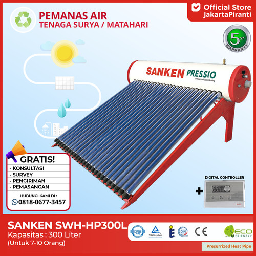 [EZM.5100720] Sanken Solar Water Heater SWH-HP300 Pressio Pressurized Solar Heating