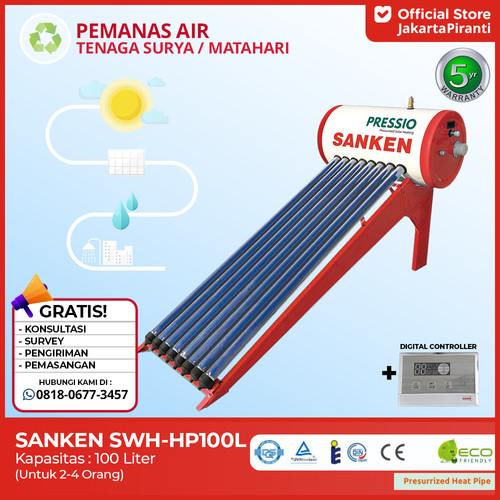 [EZM.5100724] Pemanas Air Tenaga Surya / Matahari 100 Liter Sanken SWH HP 100