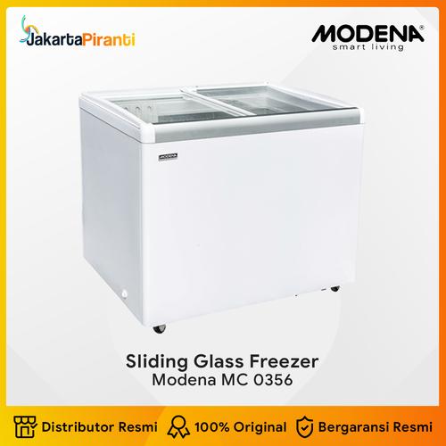[EZM.5100768] Sliding Glass Chest Freezer Flat Modena MC 0356 - 336 Liter 2 Pintu