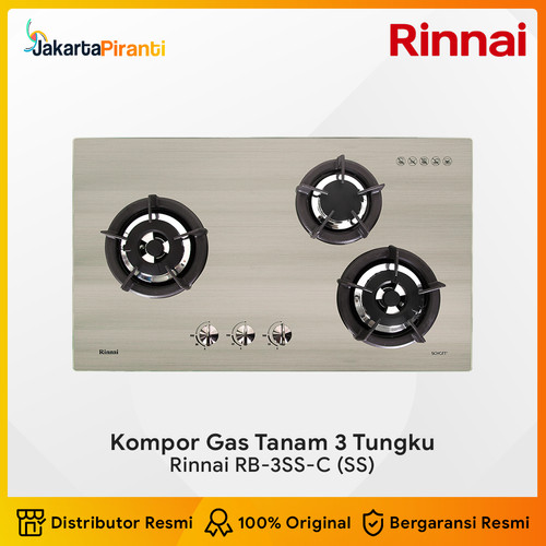 [EZM.5100835] Built-in Gas Hob Kompor Gas Tanam 3 Tungku Rinnai RB-3SS-C (SS)