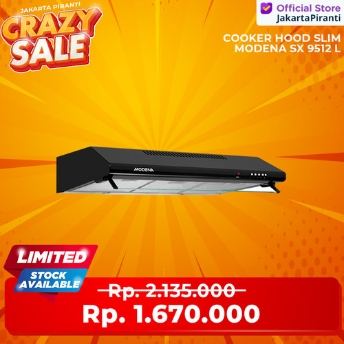 [EZM.5101582] Penghisap Asap Dapur Cooker Hood Modena SX 9512 L Slim Hood 90cm