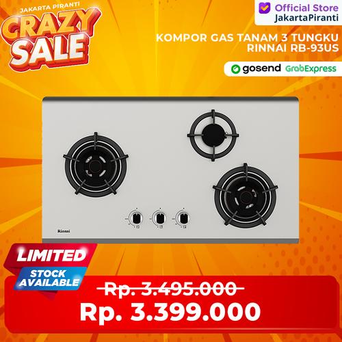 [EZM.5101598] Rinnai Kompor Gas Built-in Tanam 3 Tungku Rinnai RB-93US Stainless