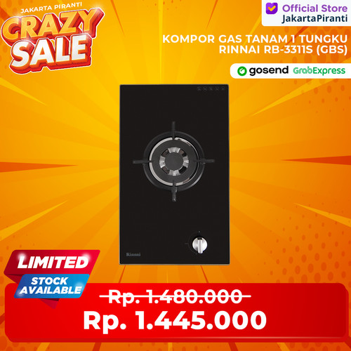 [EZM.5101602] Rinnai Kompor Gas Built-in Tanam 1 Tungku Rinnai RB-3311S (GBS)
