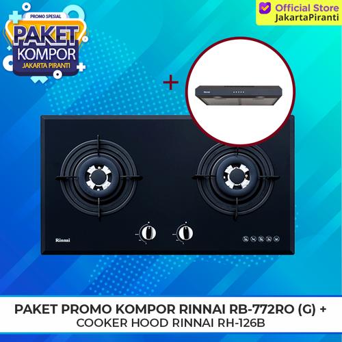 [EZM.5101668] Paket Promo Kompor Gas Rinnai RB-772 RO (G) + Slim Hood Rinnai RH-126B