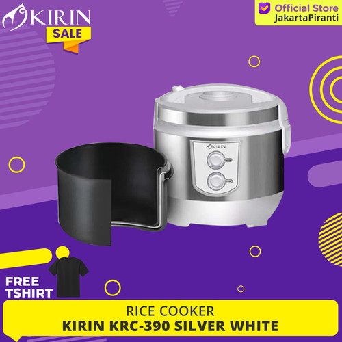 [EZM.5101717] Penanak Nasi Magic Com Rice Cooker 2 Liter KIRIN KRC-390 Silver White
