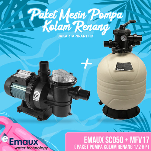 [EZM.5101769] Paket Pompa Kolam Renang 0.5 HP Emaux SC050 + Sand Filter MFV17