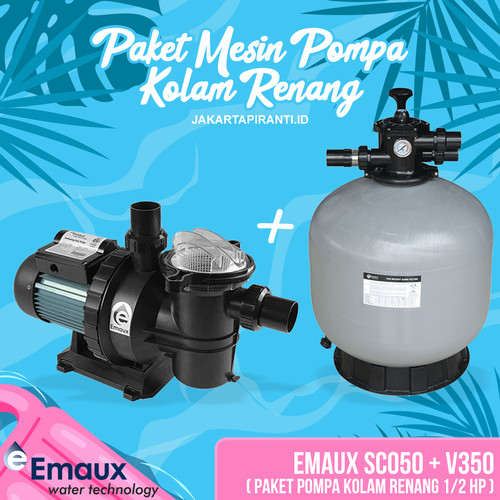 [EZM.5101775] Paket Pompa Kolam Renang 0.5 HP Emaux SC050 + Sand Filter V350