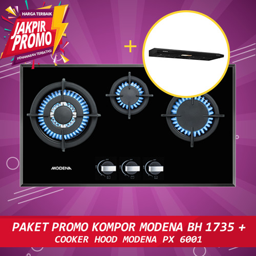 [EZM.5101850] Paket Promo Modena Kompor Gas BH 1735 + Modena Slim Hood PX 6001