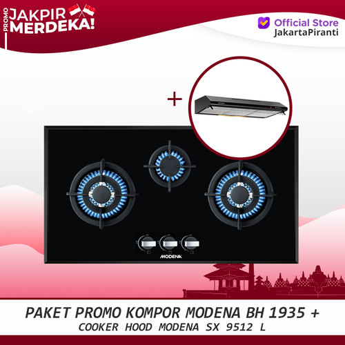 [EZM.5101944] Paket Promo Modena Kompor Gas BH 1935 + Modena Cooker Hood SX 9512 L