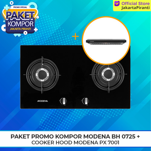 [EZM.5101947] Paket Promo Modena Kompor Gas BH 0725 + Modena Cooker Hood PX 7001