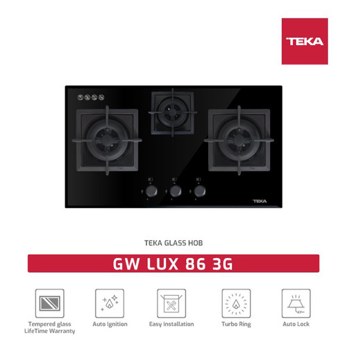 [EZM.5102030] Kompor Gas Tanam TEKA GW LUX 86 3G AI AL 2TR - Glass Hob
