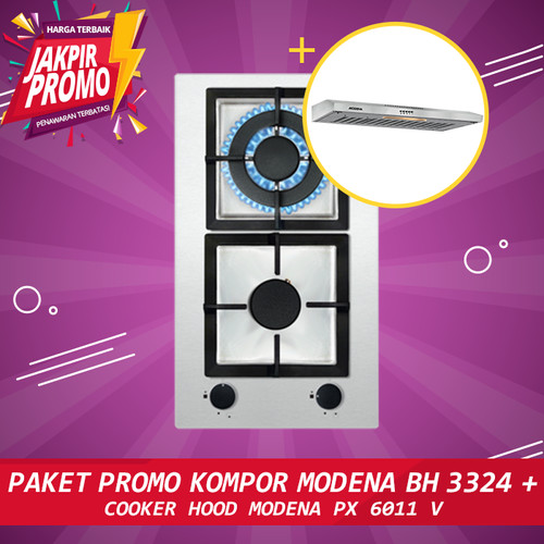 [EZM.5102113] Paket Promo Modena Kompor Gas BH 3324 + Modena Cooker Hood PX 6011 V