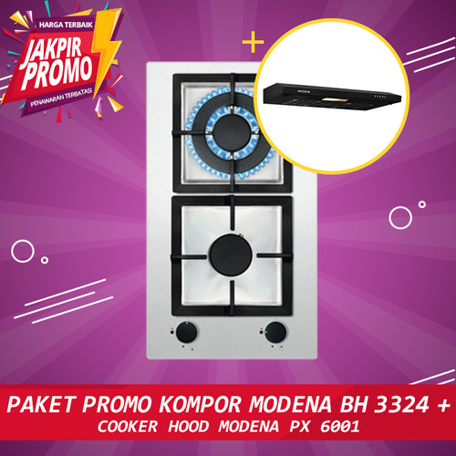 [EZM.5102114] Paket Promo Modena Kompor Gas BH 3324 + Modena Cooker Hood PX 6001