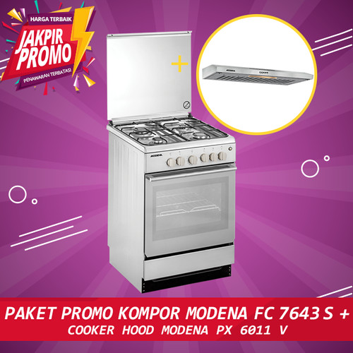 [EZM.5102124] Paket Promo Kompor Modena FC 7643 S + Modena Cooker Hood PX 6011 V