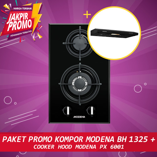 [EZM.5102189] Paket Promo Modena Kompor Gas BH 1325 + Modena Cooker Hood PX 6001