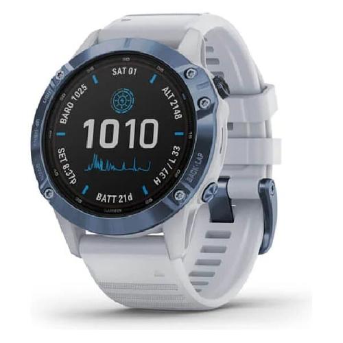 [EZO.1002824] Garmin Fenix 6 Pro Solar Cobalt Blue Whitestone Band Jam Tangan GPS