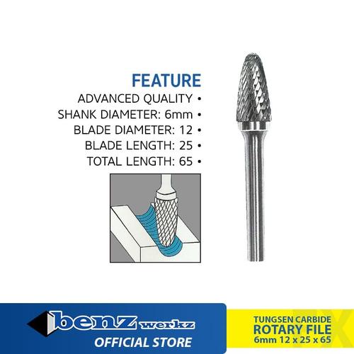[EZM.5300340] FX1225 Mata Tuner 12 mm / Tungsten Rotary Files Burr Benz Werkz