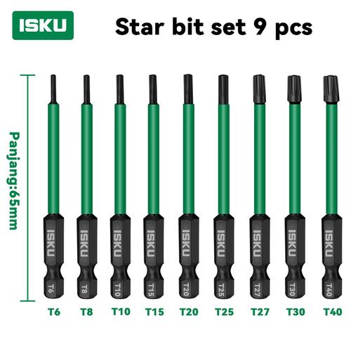 [EZM.5500004] ISKU mata obeng set hex 8pcs & torx dalam 9pcs magnetic– kepala obeng untuk baut hexagon & torx, kuat dan tahan lama