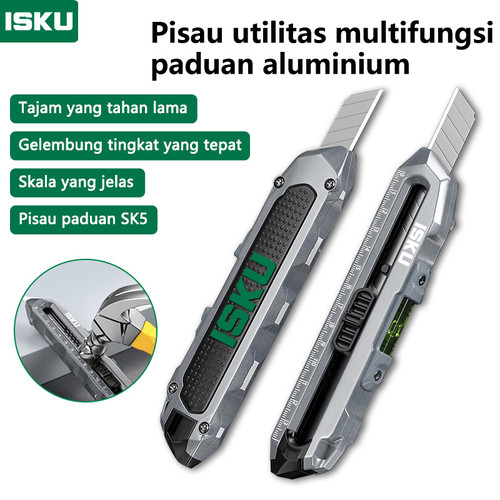 [EZM.5500015] ISKU Pisau Cutter multifungsi paduan aluminium/Knife Cutter Knife Auto Lock Cutter SK5 Bahan
