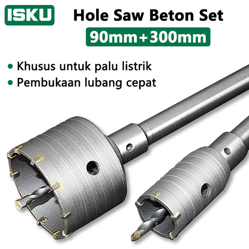 [EZM.5500017] ISKU Mata Bor hole saw beton lubang tembok beton/hollow core saw beton/pelubang beton tembok pipa drill bit perkakas alat pertukangan 90mm+300mm