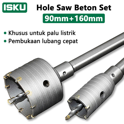 [EZM.5500031] ISKU Mata Bor hole saw beton lubang tembok beton/hollow core saw beton/pelubang beton tembok pipa drill bit perkakas alat pertukangan 90mm+160mm