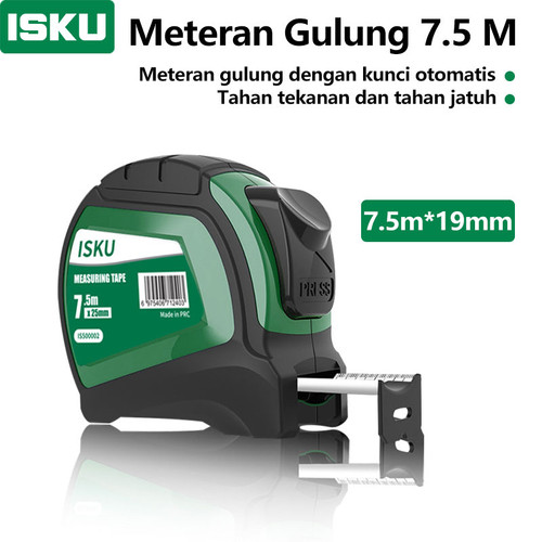 [EZM.5500065] ISKU meteran 7.5m tape measure auto lock meteran tukang karet tahan air alat ukur