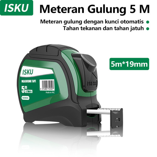 [EZM.5500066] ISKU meteran 5m tape measure auto lock meteran tukang karet tahan air alat ukur