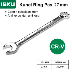 [EZM.5500084] ISKU Kunci ring pas 27 mm bolak balik spanner wrench bahan baja chrome vanadium/plum blossom open end combination wrench