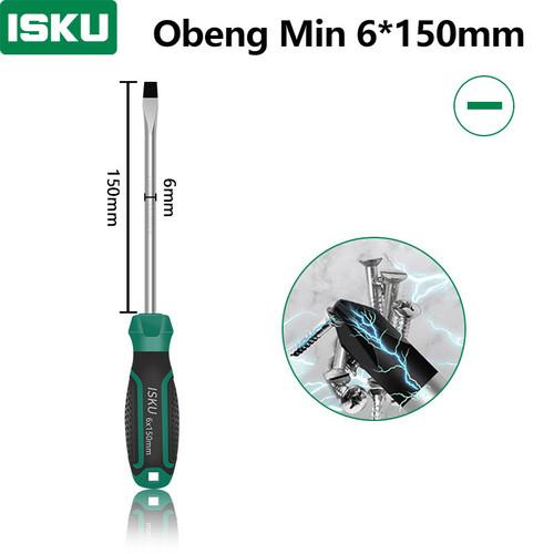 [EZM.5500101] ISKU obeng mins 6*150 mm magnet /obeng set screwdriver sets perkakas/obeng super kuat chrome vanadium cocok untuk elektronik dan peralatan rumah tangga