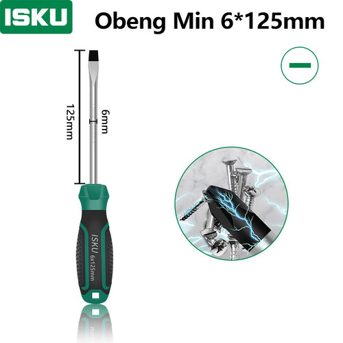 [EZM.5500102] ISKU obeng mins 6*125 mm magnet /obeng set screwdriver sets perkakas/obeng super kuat chrome vanadium cocok untuk elektronik dan peralatan rumah tangga