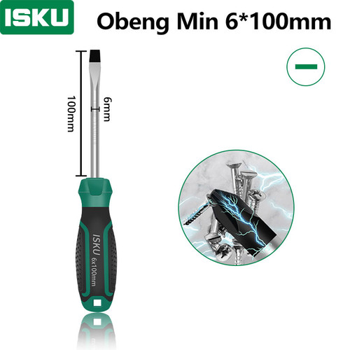 [EZM.5500103] ISKU obeng mins 6*100 mm magnet /obeng set screwdriver sets perkakas/obeng super kuat chrome vanadium cocok untuk elektronik dan peralatan rumah tangga