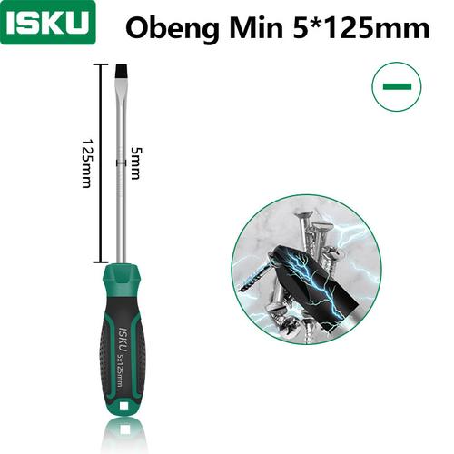 [EZM.5500105] ISKU obeng mins 5*125 mm magnet /obeng set screwdriver sets perkakas/obeng super kuat chrome vanadium cocok untuk elektronik dan peralatan rumah tangga