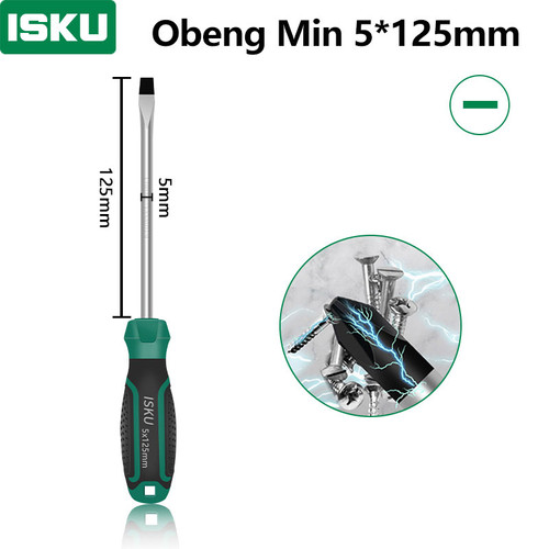 [EZM.5500105] ISKU obeng mins 5*125 mm magnet /obeng set screwdriver sets perkakas/obeng super kuat chrome vanadium cocok untuk elektronik dan peralatan rumah tangga