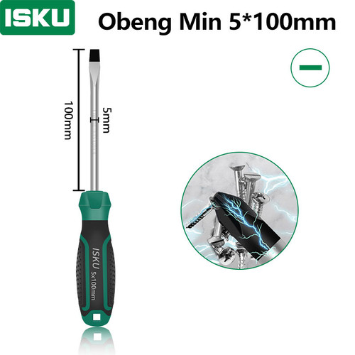 [EZM.5500106] ISKU obeng mins 5*100mm magnet /obeng set screwdriver sets perkakas/obeng super kuat chrome vanadium cocok untuk elektronik dan peralatan rumah tangga