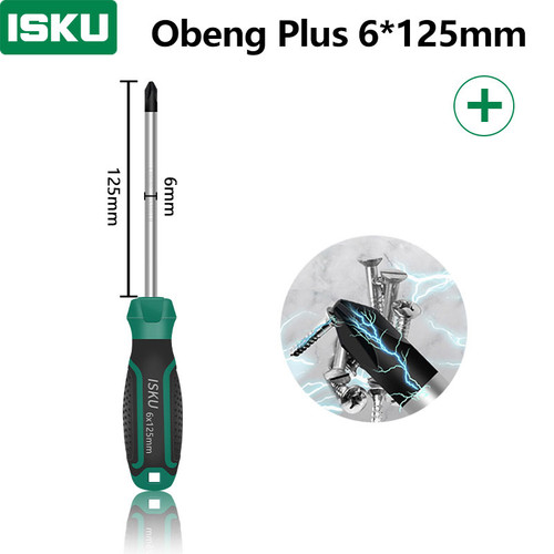 [EZM.5500111] ISKU obeng plus 6*125 mm magnet /obeng set screwdriver sets perkakas/obeng super kuat chrome vanadium cocok untuk elektronik dan peralatan rumah tangga