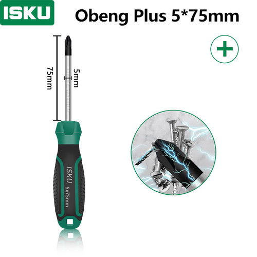 [EZM.5500116] ISKU obeng plus 5*75 mm magnet /obeng set screwdriver sets perkakas/obeng super kuat chrome vanadium cocok untuk elektronik dan peralatan rumah tangga
