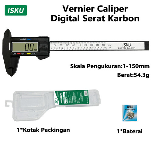 [EZM.5500144] ISKU Digital Jangka Sorong Stainless 15cm Vernier Caliper Micrometer