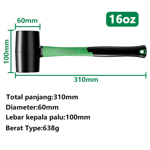 [EZM.5500156] ISKU palu karet Rubber Hammer 8oz 12oz 16oz black mallet rubber