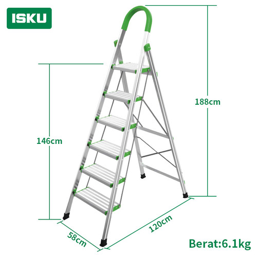 [EZM.5500188] ISKU tangga lipat multifungsi rumah aluminium 3/4/5/6 step tangga