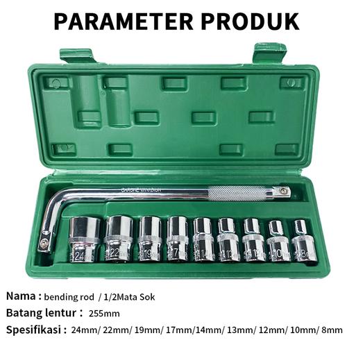 [EZM.5500211] ISKU Kunci Shock Set 10pcs 8-24mm/Socket Kunci Set Motor/Socket Wrench