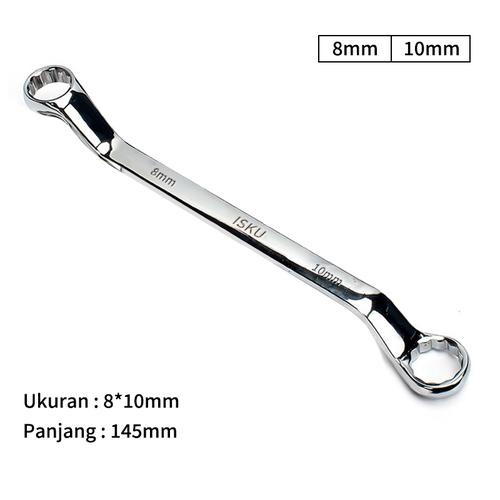 [EZM.5500225] ISKU Kunci ring pas 8x10 10x12 12x14 13x15 14 x17 16x18 17x19 19x21 22x24 dan 24x27 mm cermin torx ganda terbuat dari baja chromium vanadium / spanner wrench tahan korosi dan anti-selip