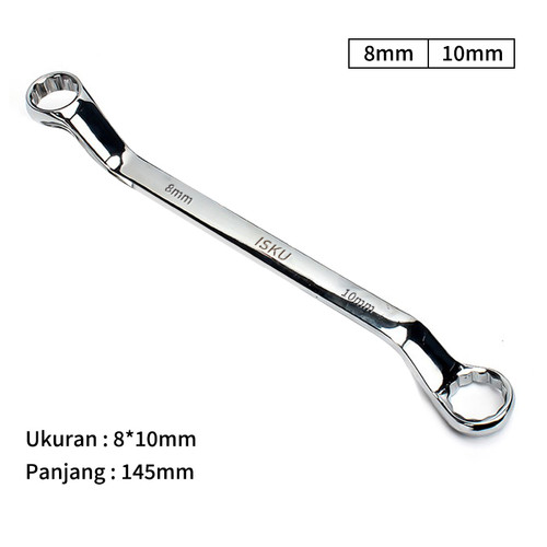 [EZM.5500225] ISKU Kunci ring pas 8x10 10x12 12x14 13x15 14 x17 16x18 17x19 19x21 22x24 dan 24x27 mm cermin torx ganda terbuat dari baja chromium vanadium / spanner wrench tahan korosi dan anti-selip