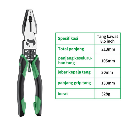 [EZM.5500234] ISKU multifungsi wire cutters tang pemotong tang kawat lancip 9 inch