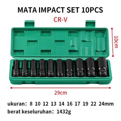 [EZM.5500237] ISKU mata socket extention impact set 10pcs 1/2 inch mata sock set