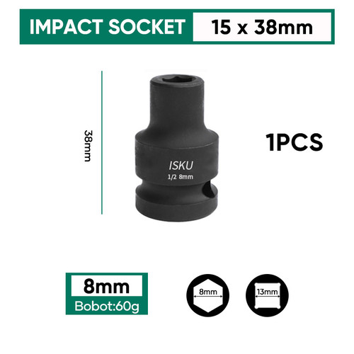 [EZM.5500241] ISKU Pendek mata kunci sok impact/mata sock set 1/2" drive socket kok