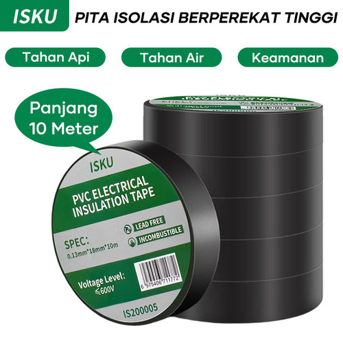 [EZM.5500276] ISKU Isolasi Listrik PVC Electical Tape Alat Perkakas Tape 10m