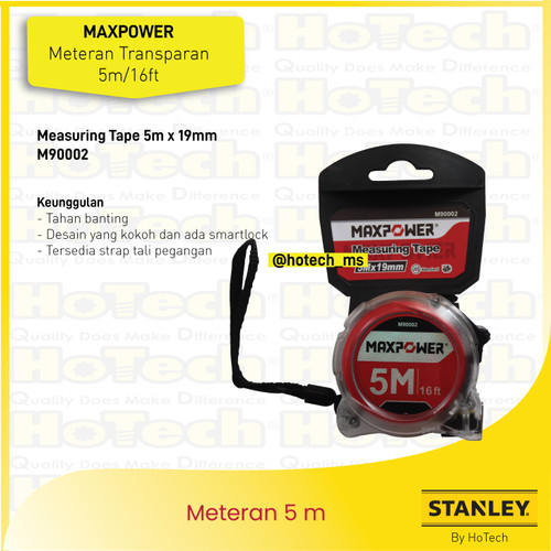[EZM.5600003] MAXPOWER Meteran Transparan 5m | Measuring Tape Transparent Body 5m x 19mm