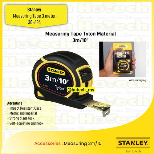 [EZM.5600007] Stanley Meteran 3m/10ft | Measuring Tape Tylon Material 3 meter