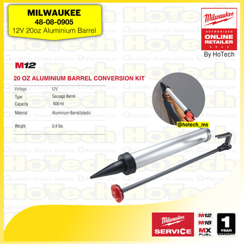 [EZM.5600019] MILWAUKEE | M12 48-08-0905 | 12V 20 oz Aluminum Barrel Sausage Conversion Kit